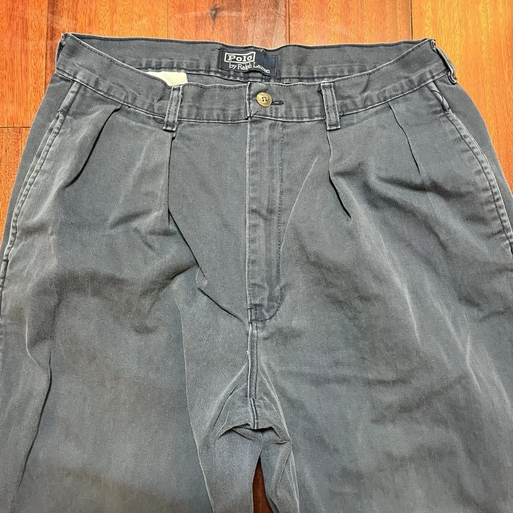 Vintage Polo Ralph Lauren Pants Mens 31x30 Blue Double Pleated MADE IN USA 80's